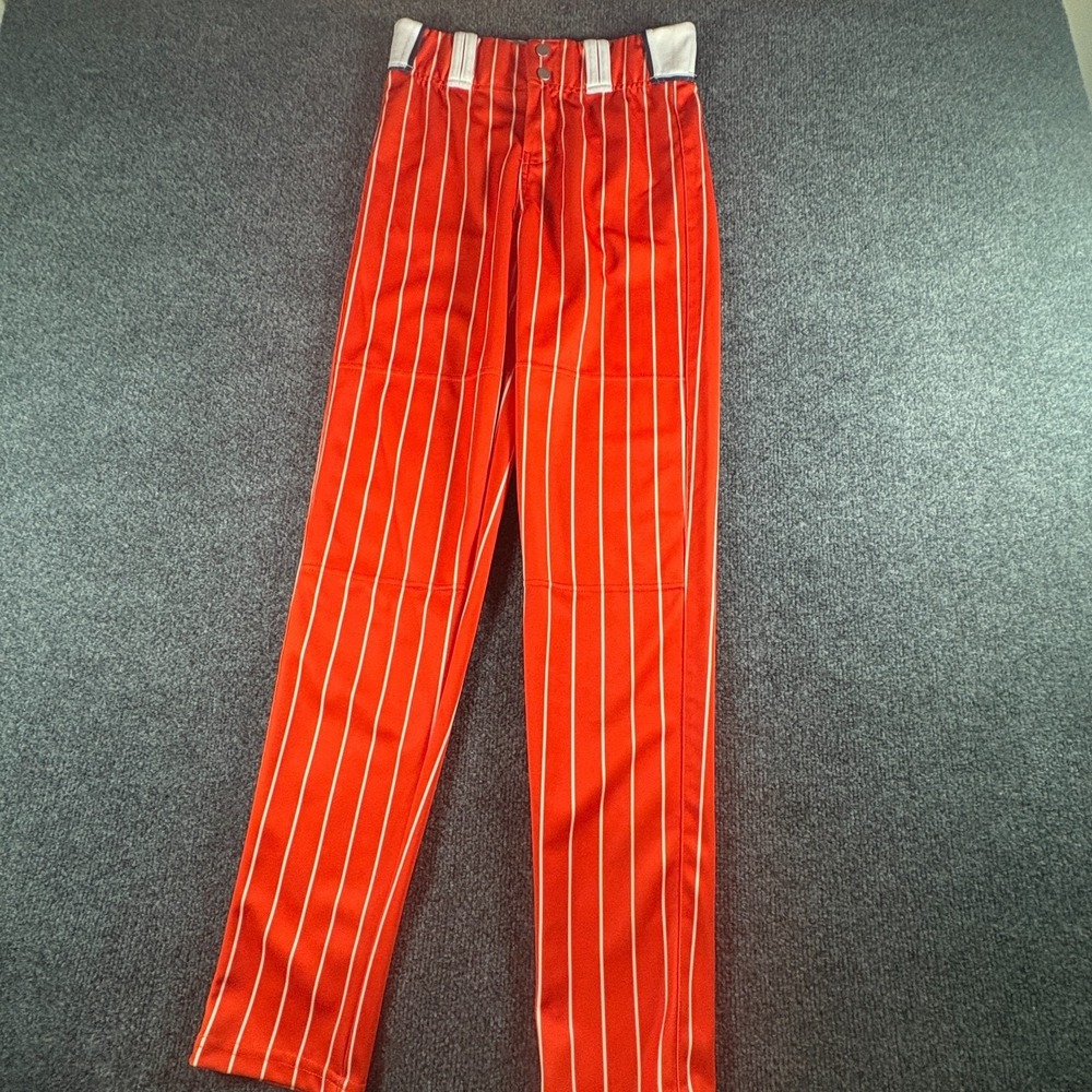 Prolook Five Cities Babe Ruth Baseball Pants Youth 26x29.5 Orange Pinstriped #21